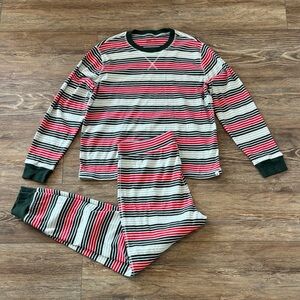 Pact 100% Organic Cotton Flurry Stripe Pajamas 2 Piece Set Unisex Size XL